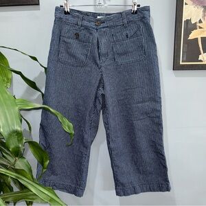 Loft Womens The Palmer Wide Leg Capri Pants Stripe sz 12P